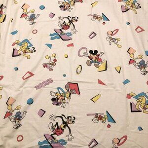 Vintage Disney Double Flat Bed Sheet Mickey Minnie Huey Dewey  Louie 84 68